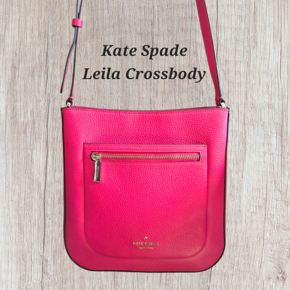 Kate Spade Leila Pink Pebbled Leather Crossbody Bag - Barbiecore Everyday Bag